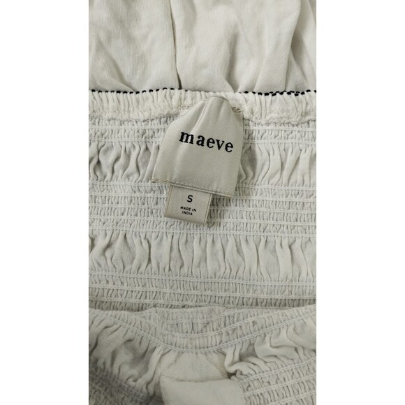 Anthropologie Maeve Smocked Split Tube Blouse Top Strapless Ruffle S NEW 277042 - Picture 8 of 8